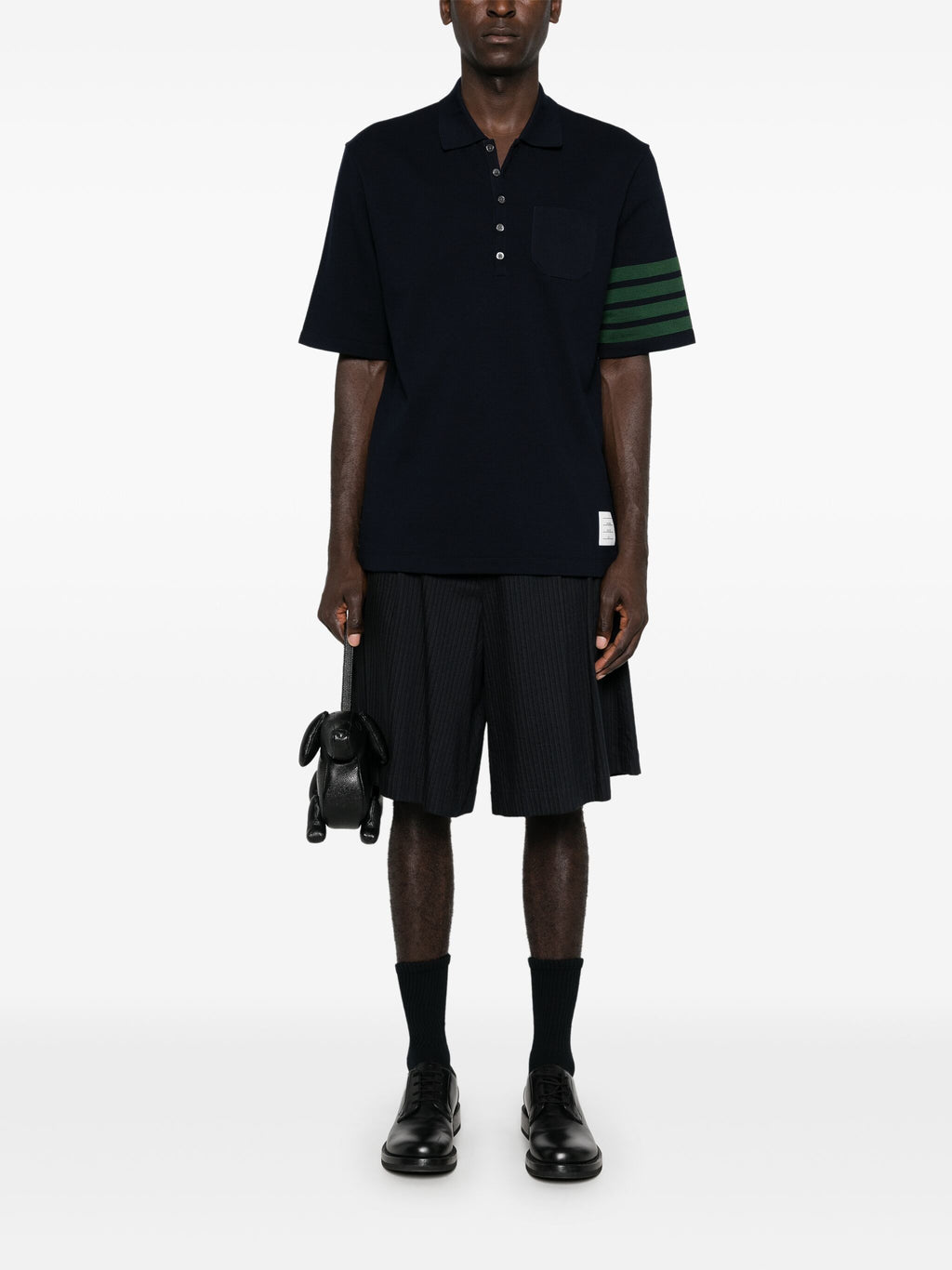 THOM BROWNE - Men Short Sleeve Polo With Knit Chest Pocket