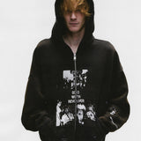 Black hoodie worn by a person, showing the hoodie