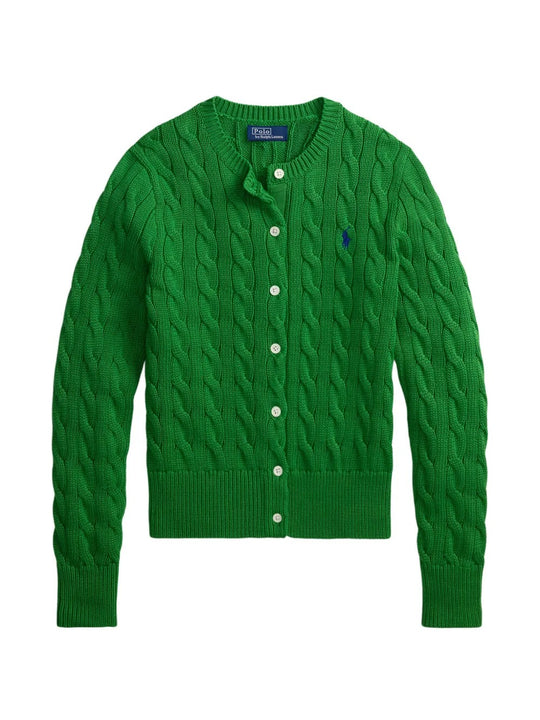 Green cardigan, front view