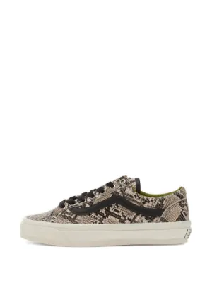 Tan shoes, side view