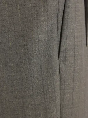 Close up of grey pants,showing texture of the fabric