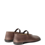 Brown flat, back view