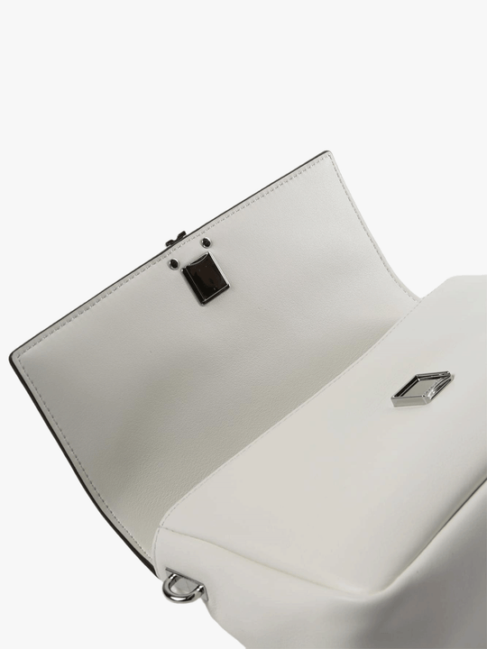 Close up of white bags, showing texture of the fabric