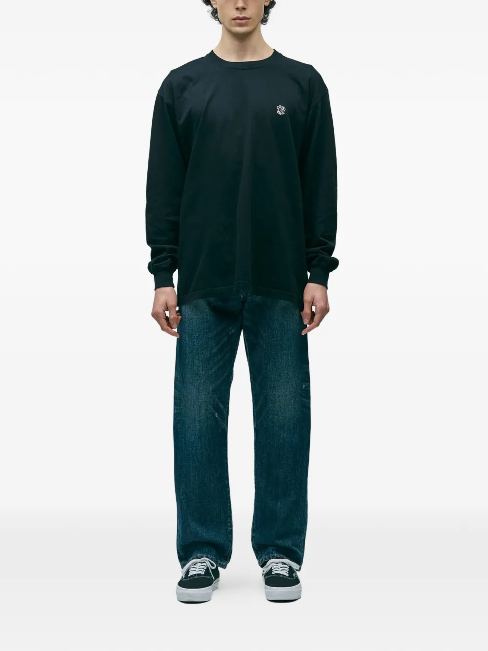 Blue pants, full body view