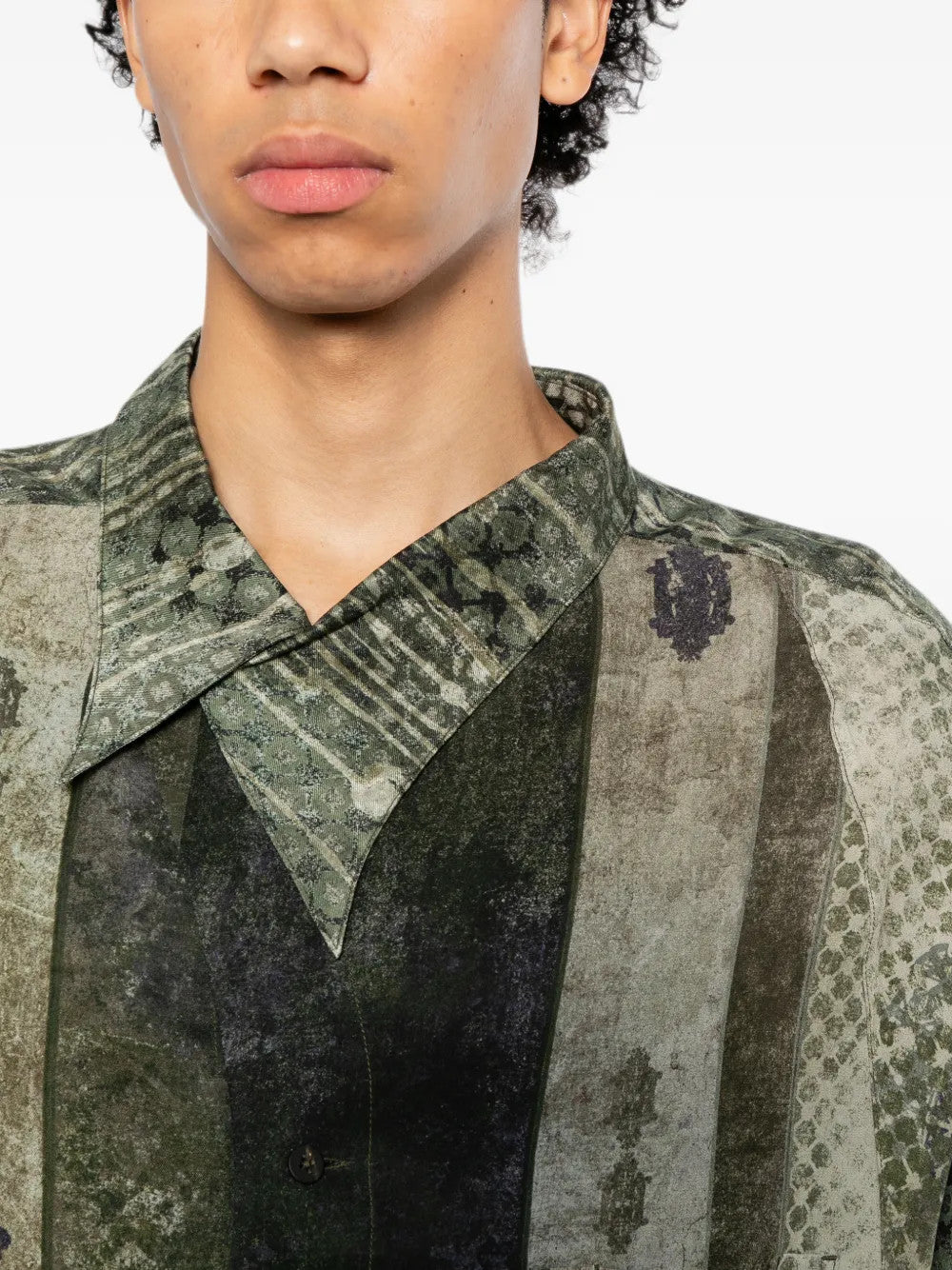 Green shirt worn by a person, showing the shirt fit