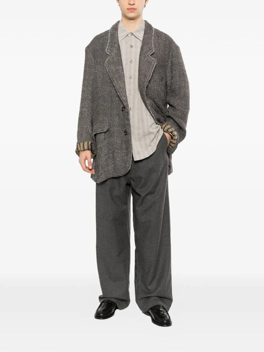 Grey blazer, full body view