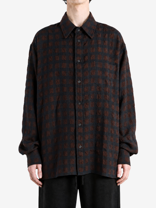 Brown shirt, full body view