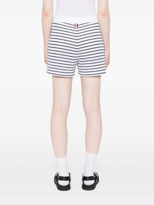 THOM BROWNE - Women Summer Striped Textured Shorts