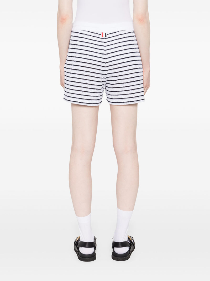 THOM BROWNE - Women Summer Striped Textured Shorts