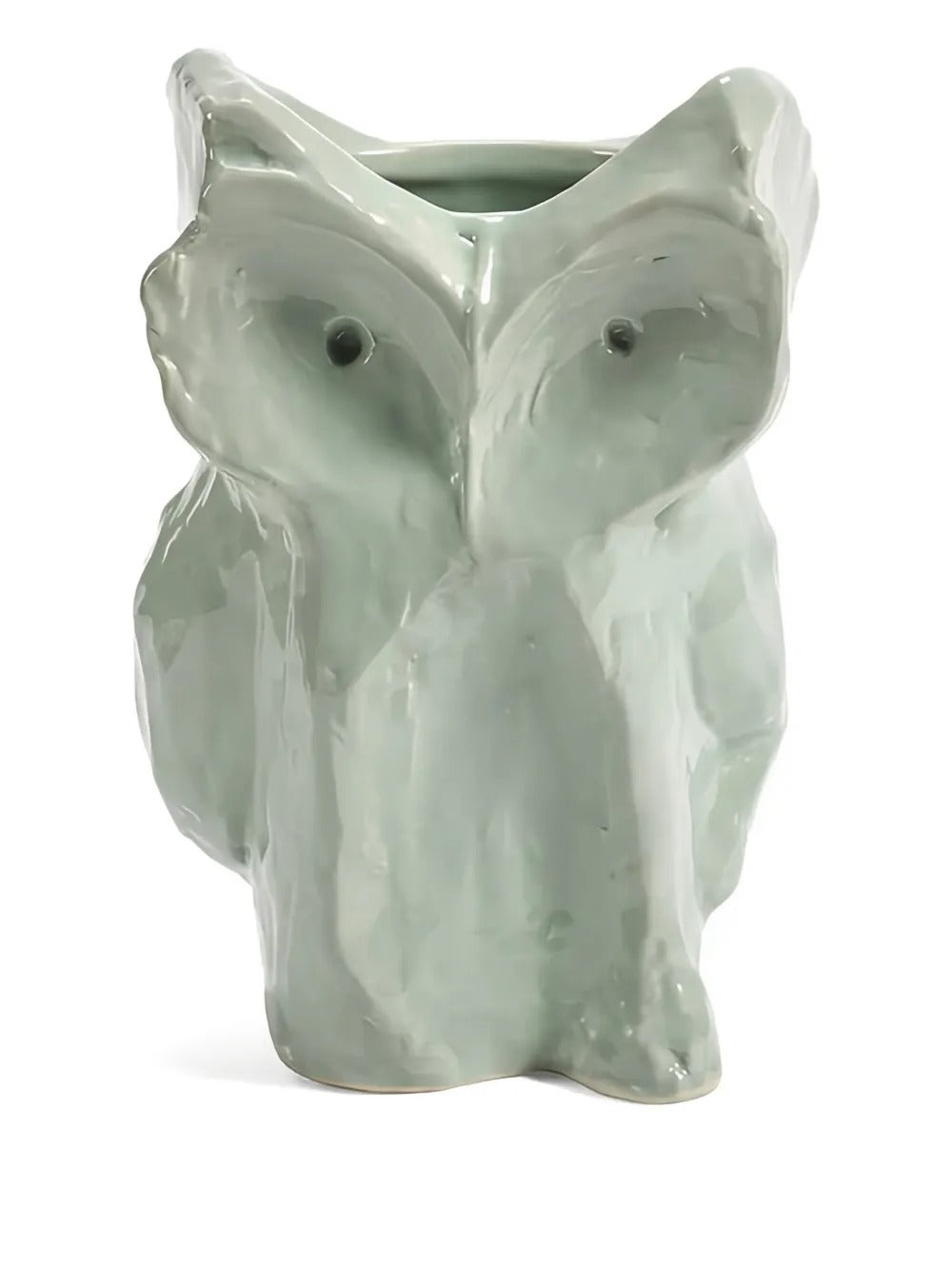 Blue owl vase light, front view