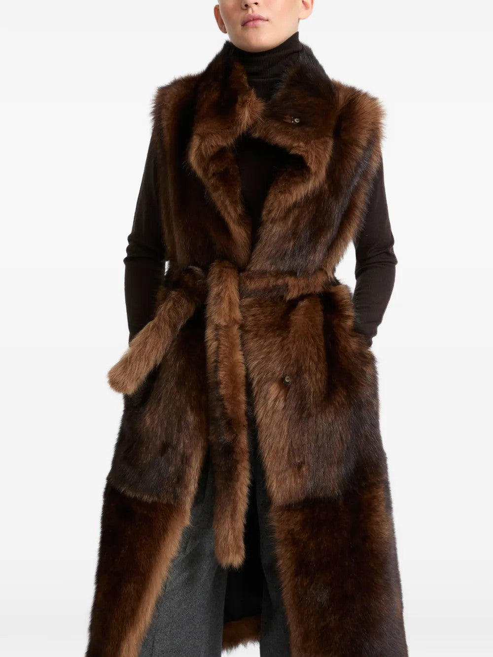 Brown jacket, full body view
