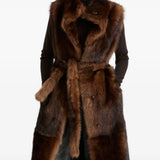 YVES SALOMON - Women Faux Fur Sleeveless Belted Jacket