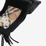 Close up of black scarf, showing texture of the fabric