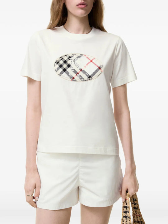 Tan t-shirt, full body view