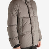 Grey jacket worn by a person, showing the jacket's fit