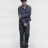 Grey pants, full body view