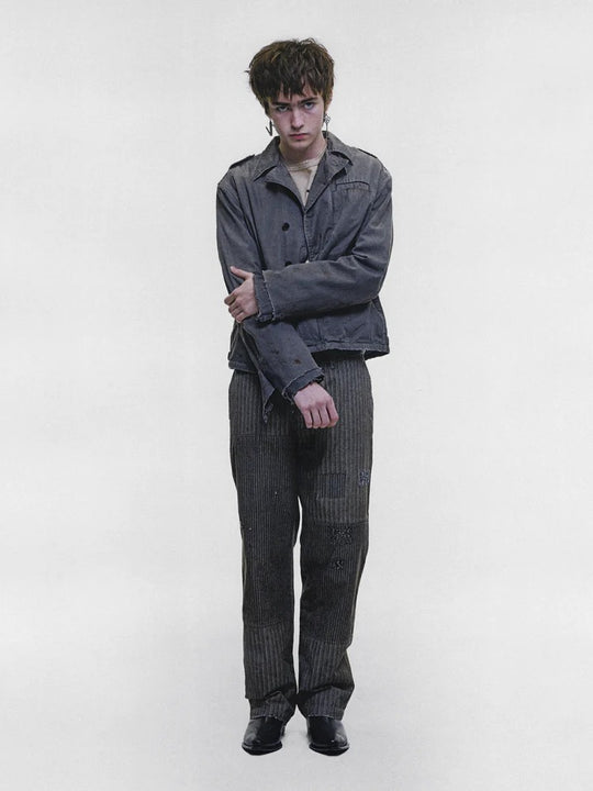 Grey pants, full body view