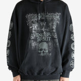 Black hoodie worn by a person, showing the hoodie's fit