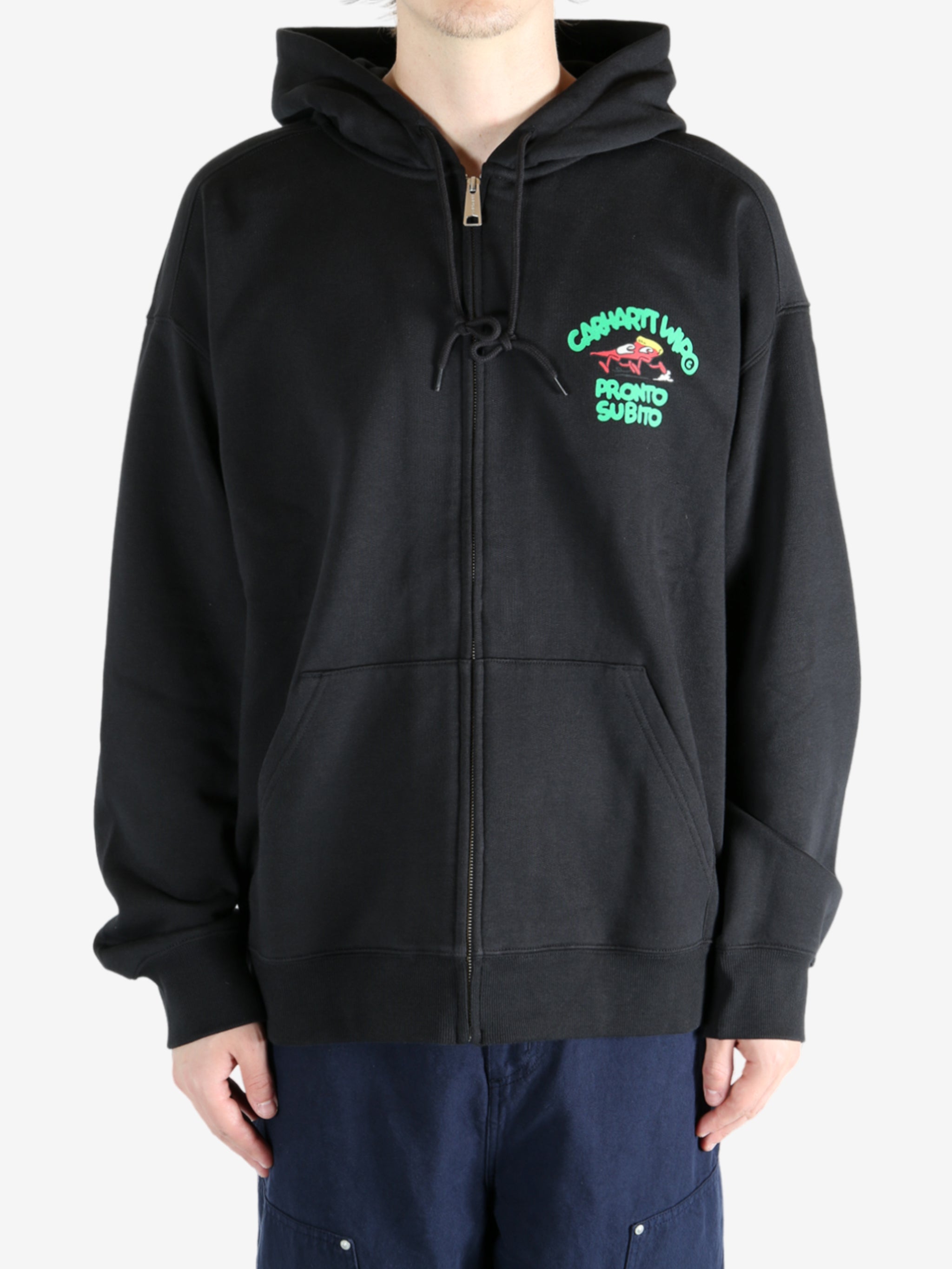 Black jacket worn by a person, showing the jacket's fit