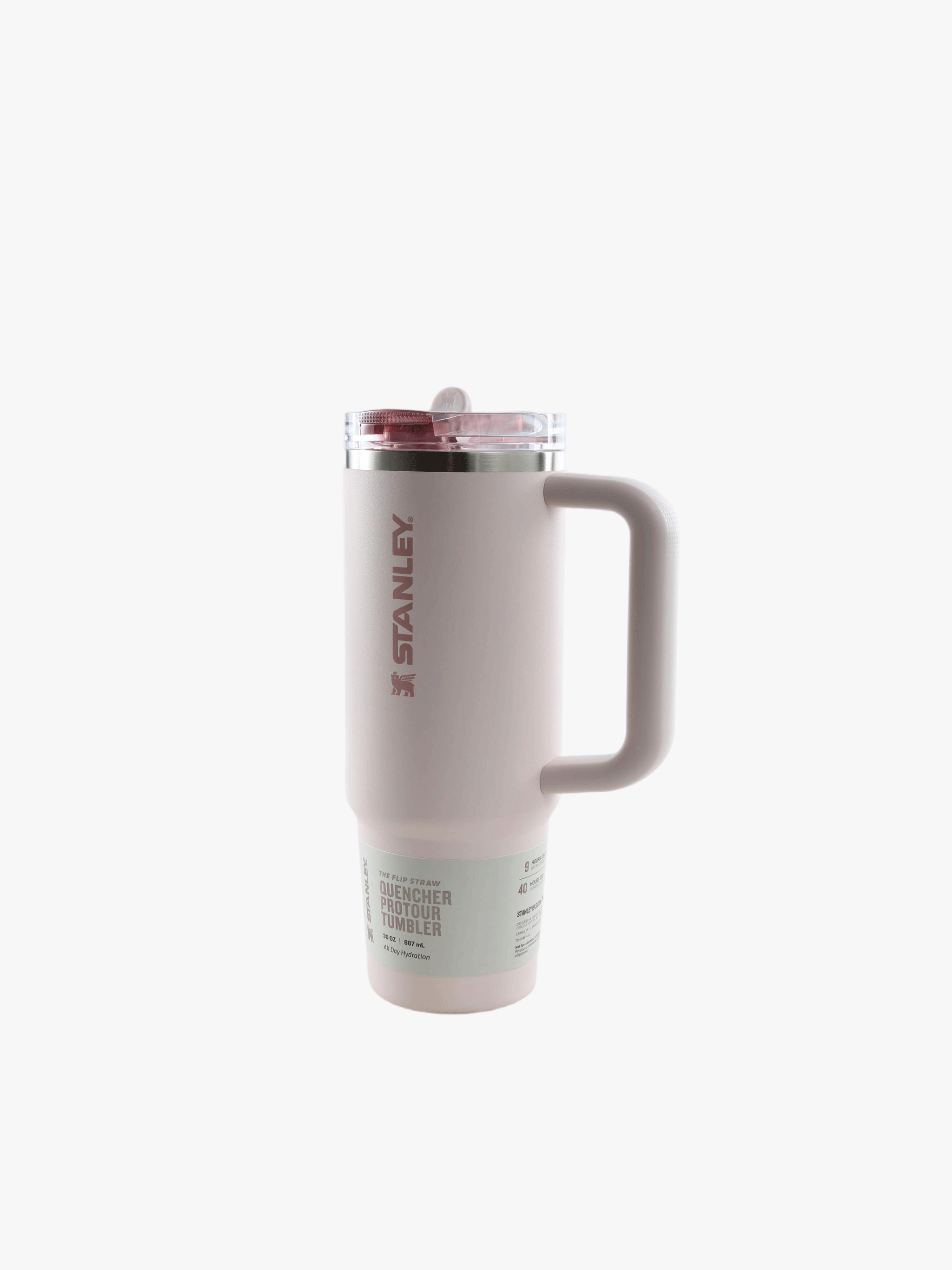 Pink tumbler, front view
