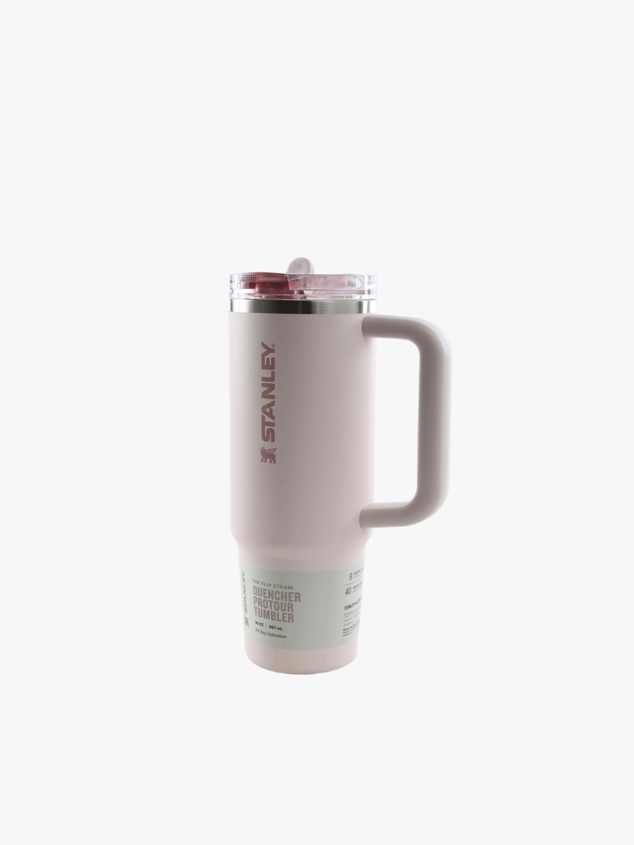 Pink tumbler, front view