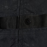 Close up of Black jacket, showing texture of the 100% polyamide fabric