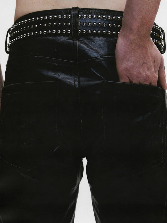 Close up of Black pants, showing texture of the cotton fabric