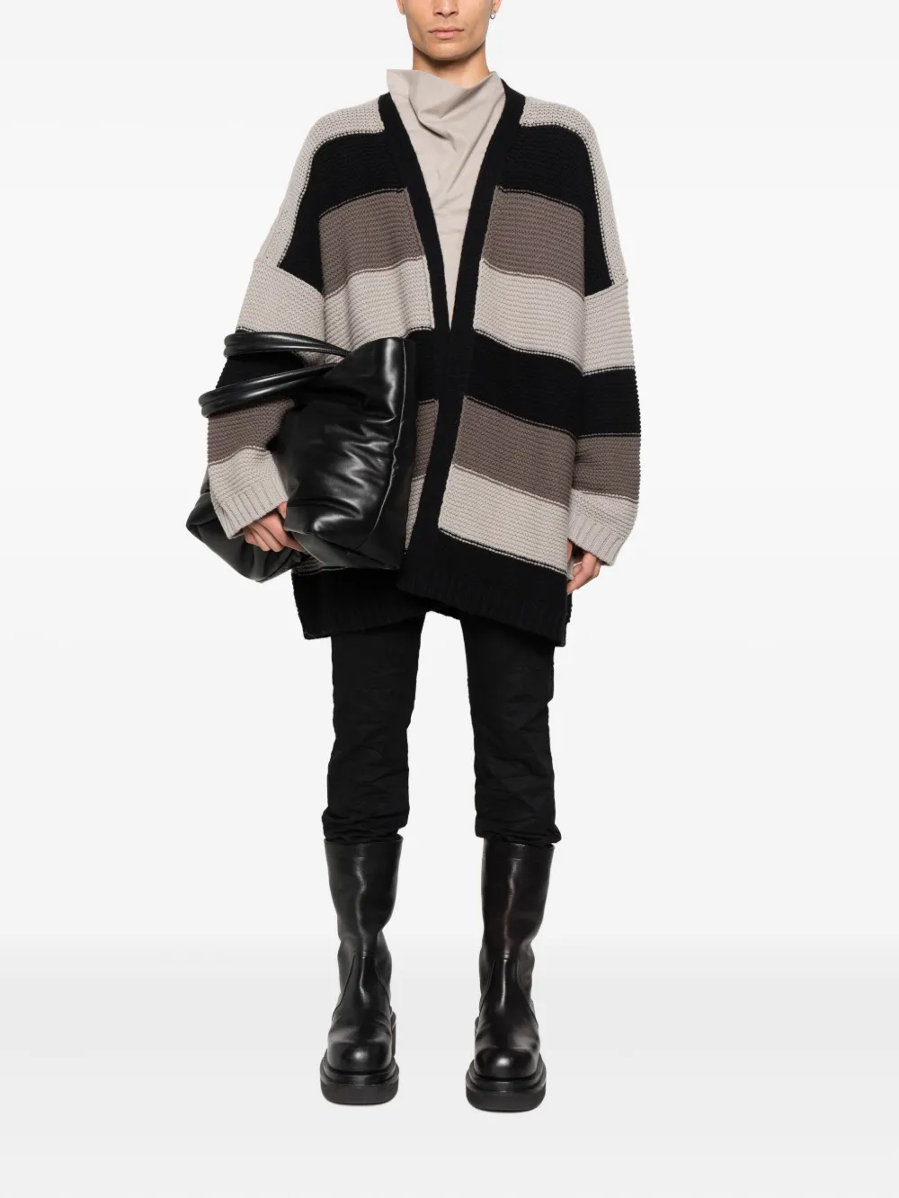 Black cardigan, full body view