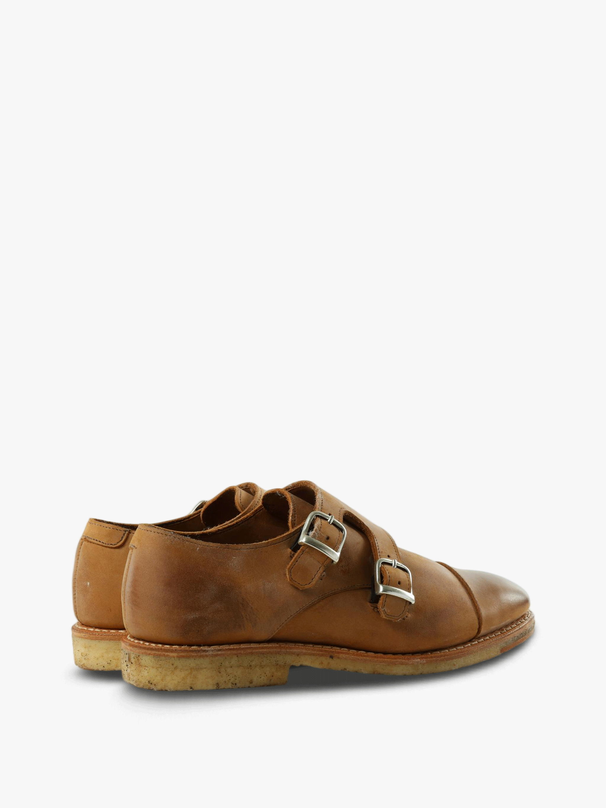 Tan shoes, side view