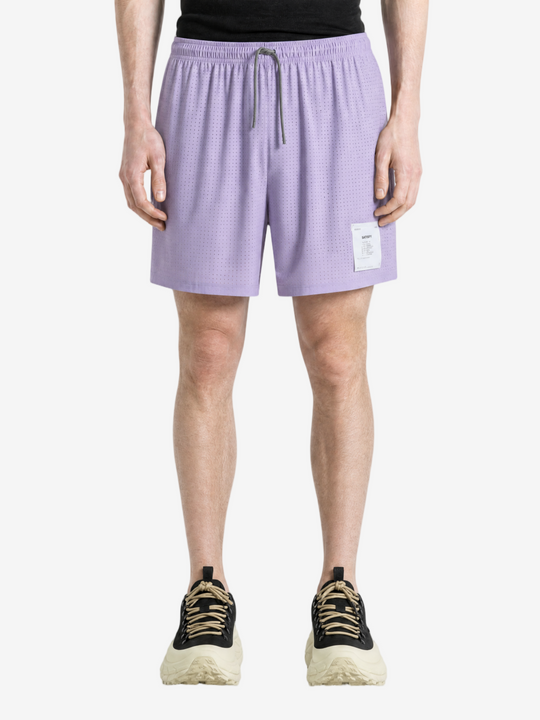 Purple shorts, full body view