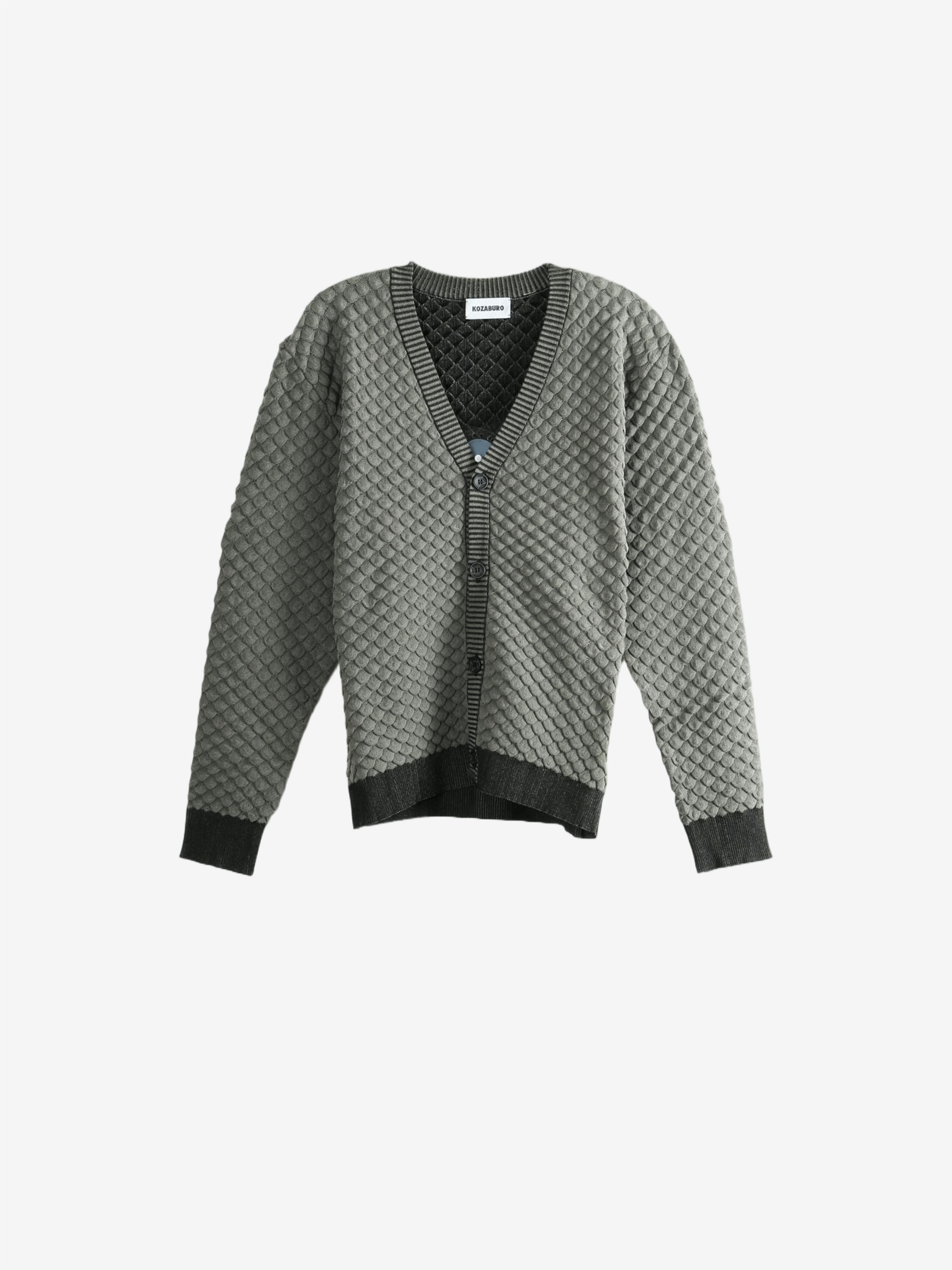 Grey knitwear, front view