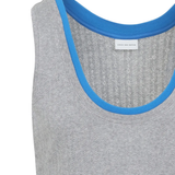 close up of grey tops , showing texture of the cotton fabric