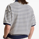 Navy shirt worn by a person, showing the shirt fit