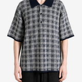 Navy shirt, full body view