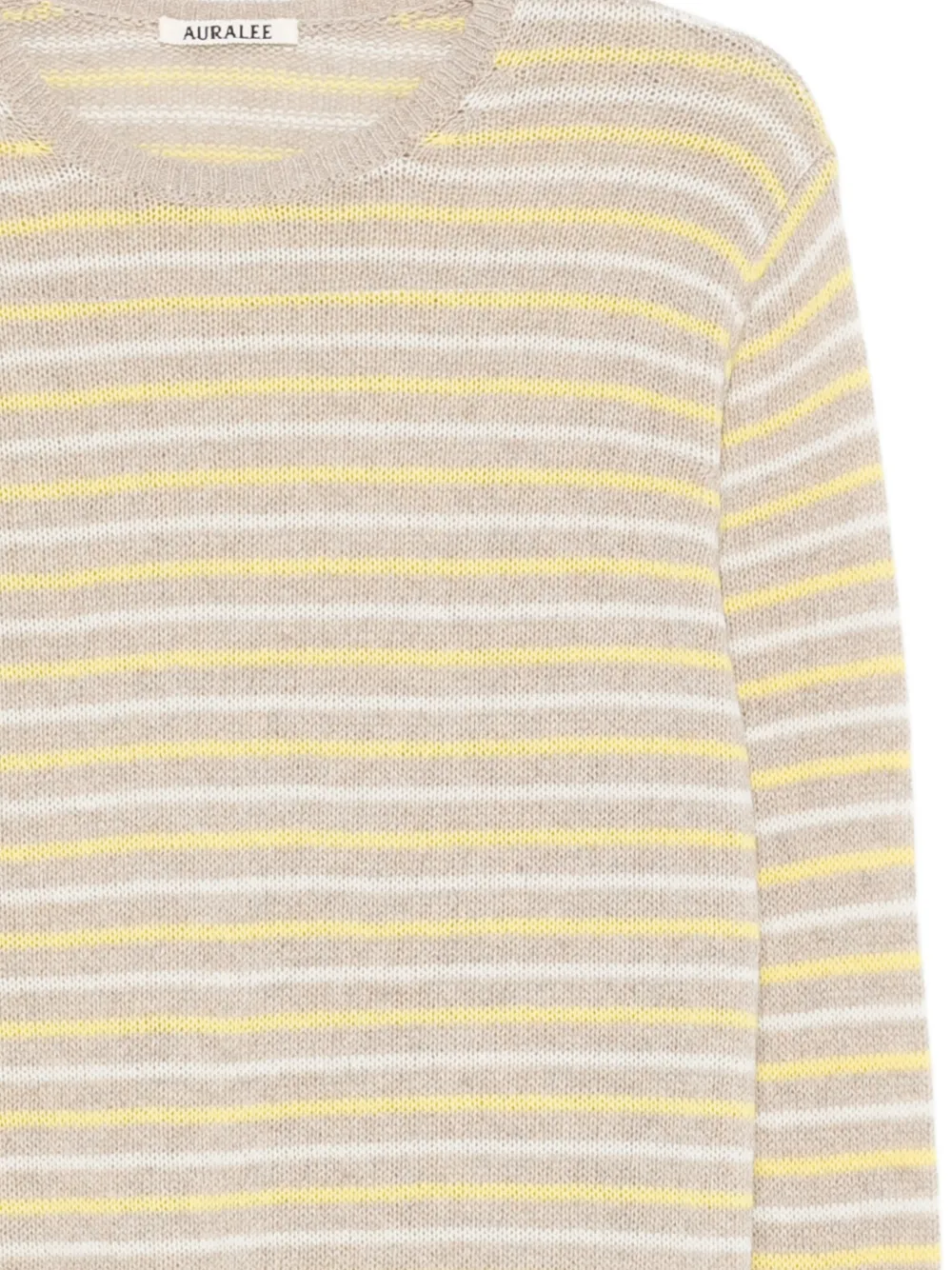 Close up of yellow sweater, showing the detail of cashmere material