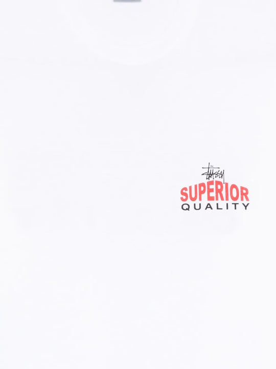 Close up of white t-shirt, showing texture of the cotton fabric