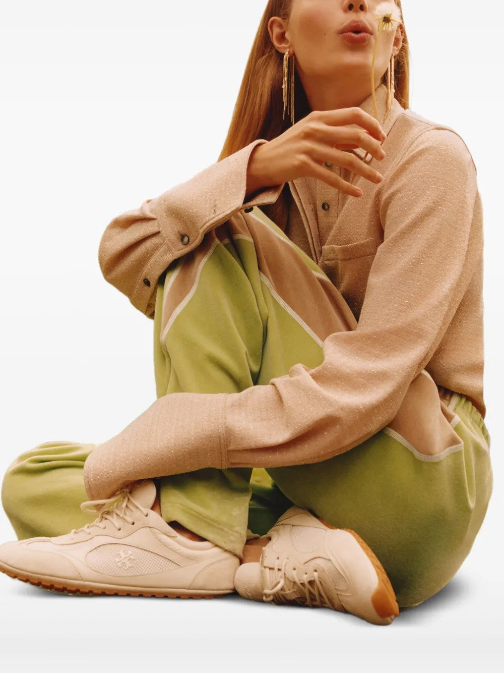 Tan shoes, full body view