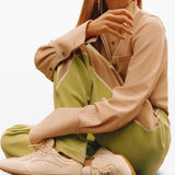 Tan shoes, full body view