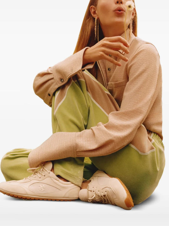 Tan shoes, full body view