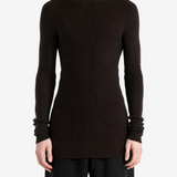 Brown knitwear, full body view