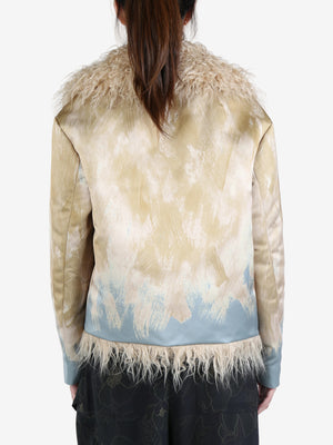 DRIES VAN NOTEN - Women Printed Faux Fur Trim Jacket