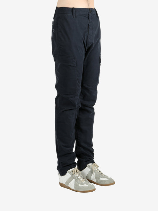 Blue pants worn by a person, showing the pants fit