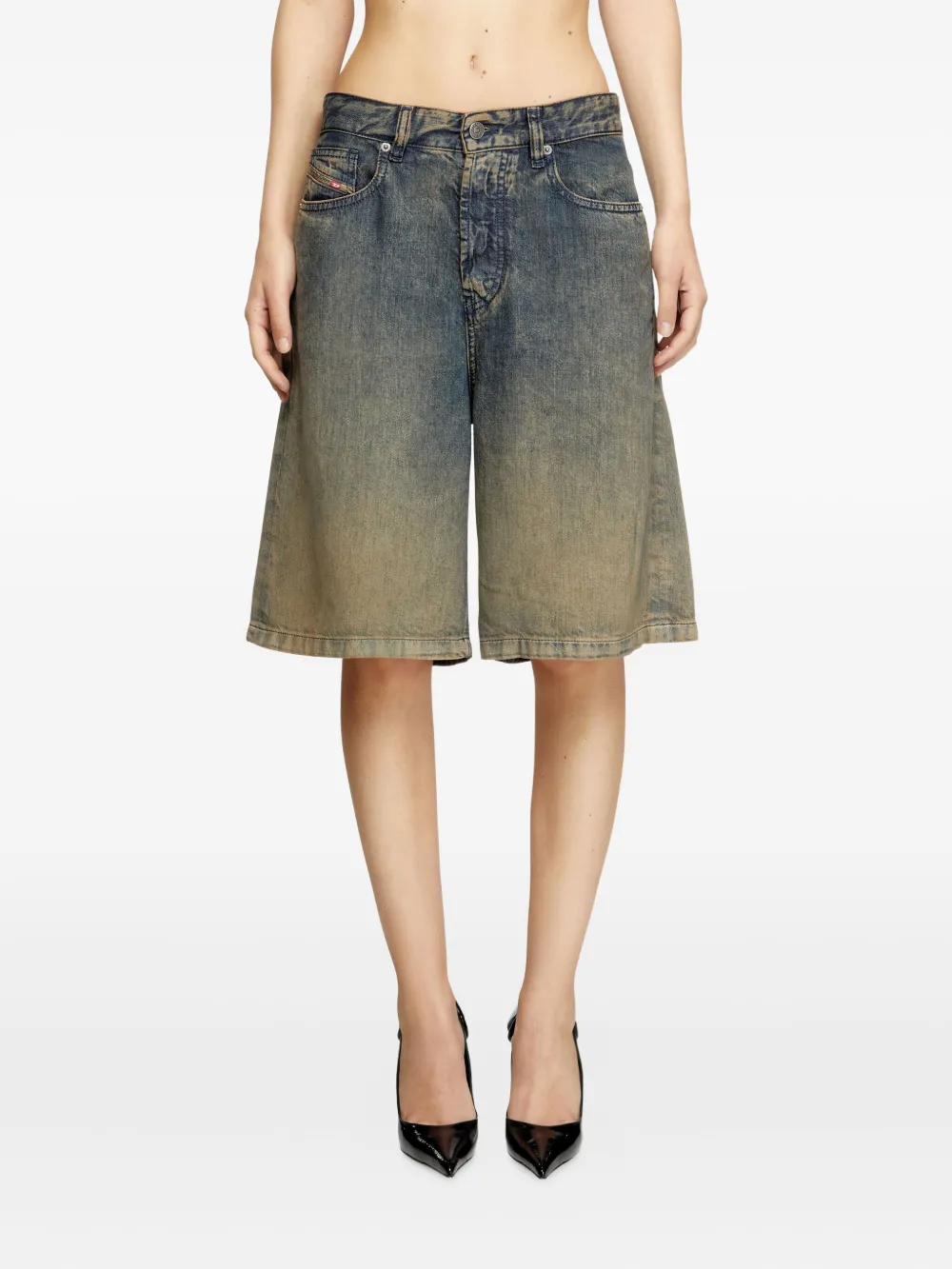 Blue shorts worn by a person, showing the short's fit