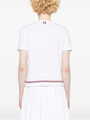 THOM BROWNE - Women Short Sleeve Notch Tee