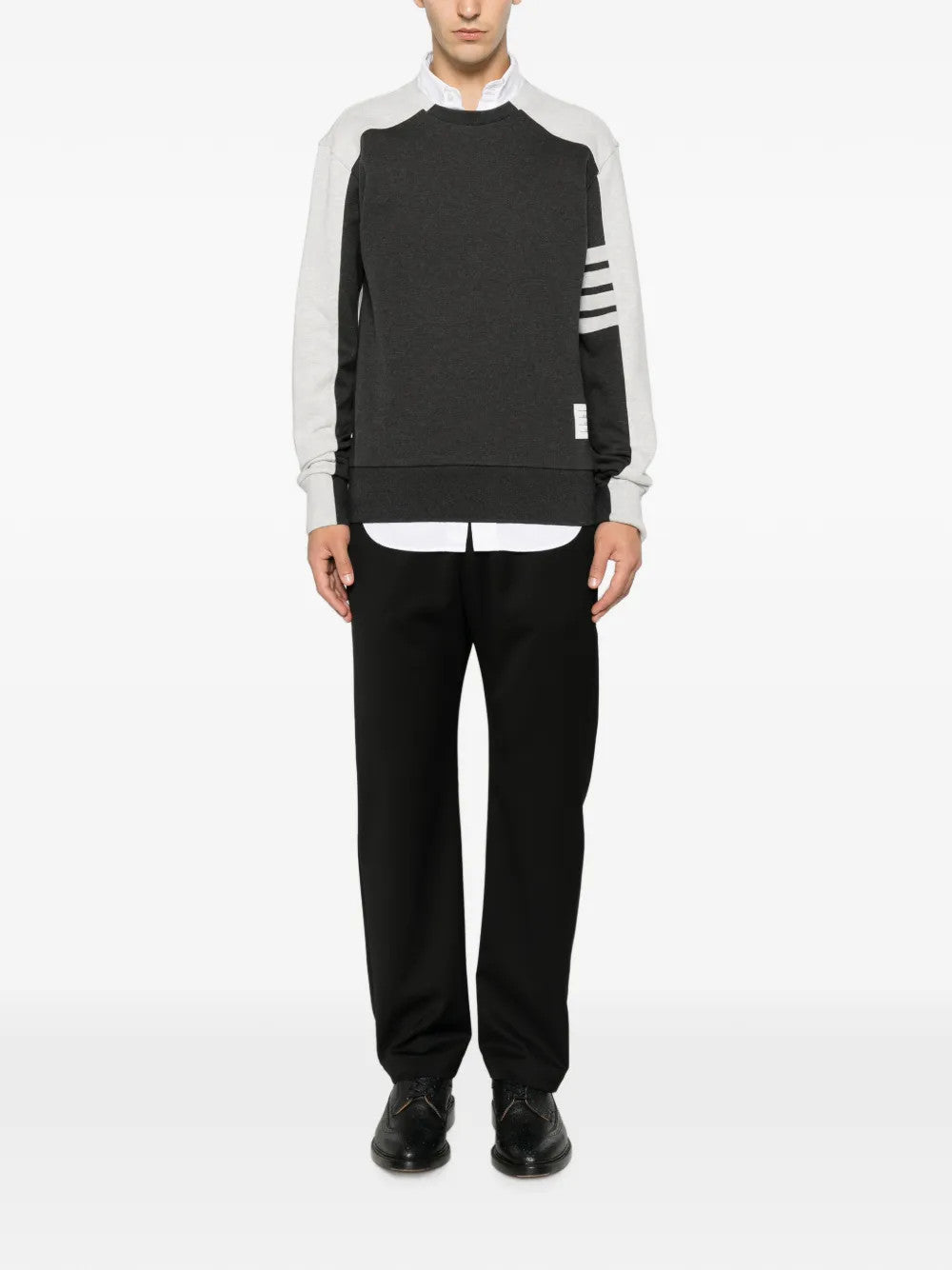 Grey knitwear, full body view