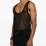 Black top worn by a person, showing the top fit