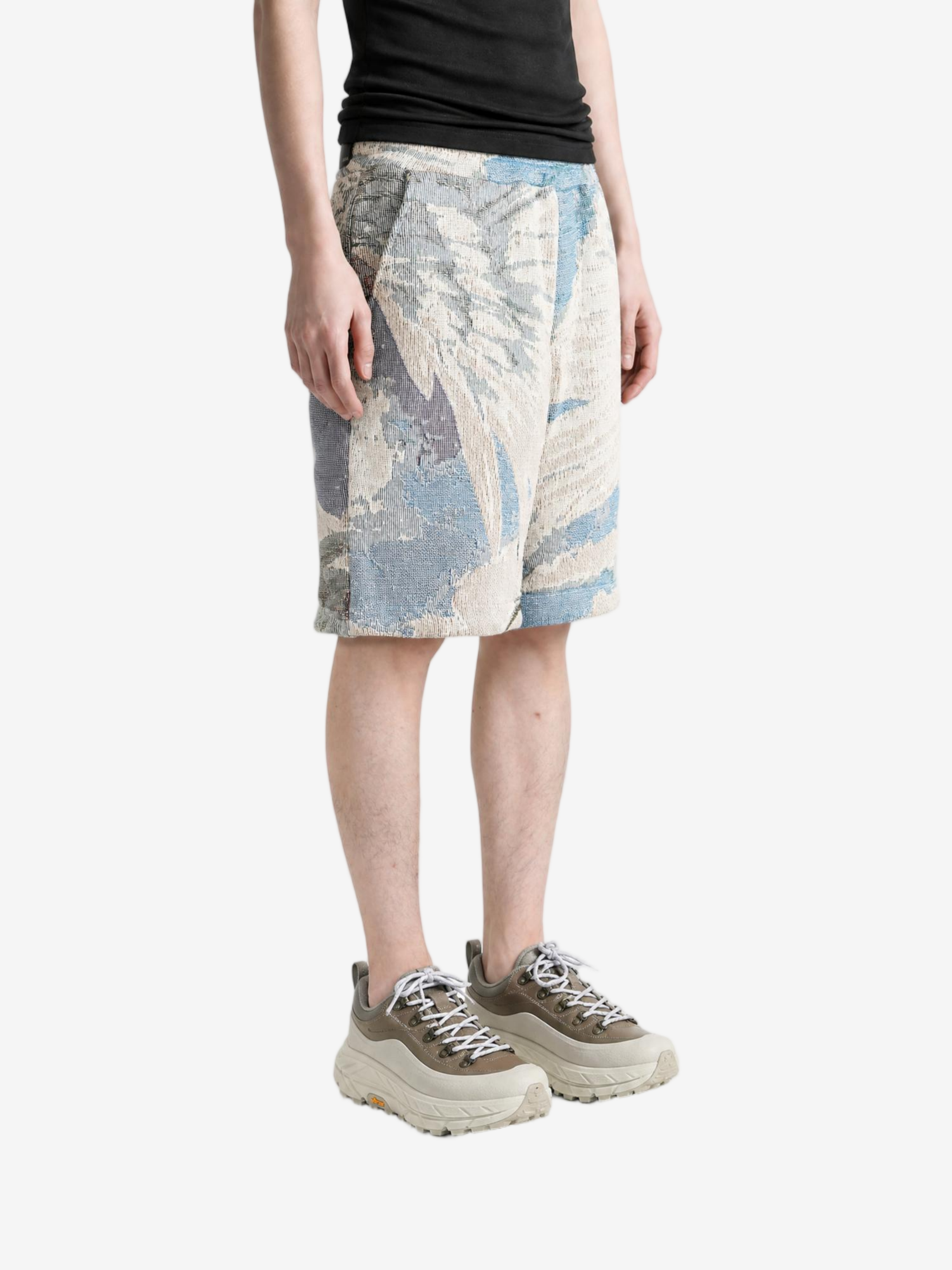 Blue shorts, full body view