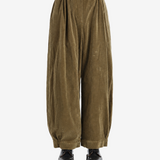 AMOMENTO - Women Velvet Shirring Pants