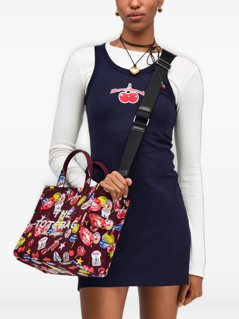 Burgundy bag, full body view