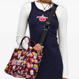 Burgundy bag, full body view